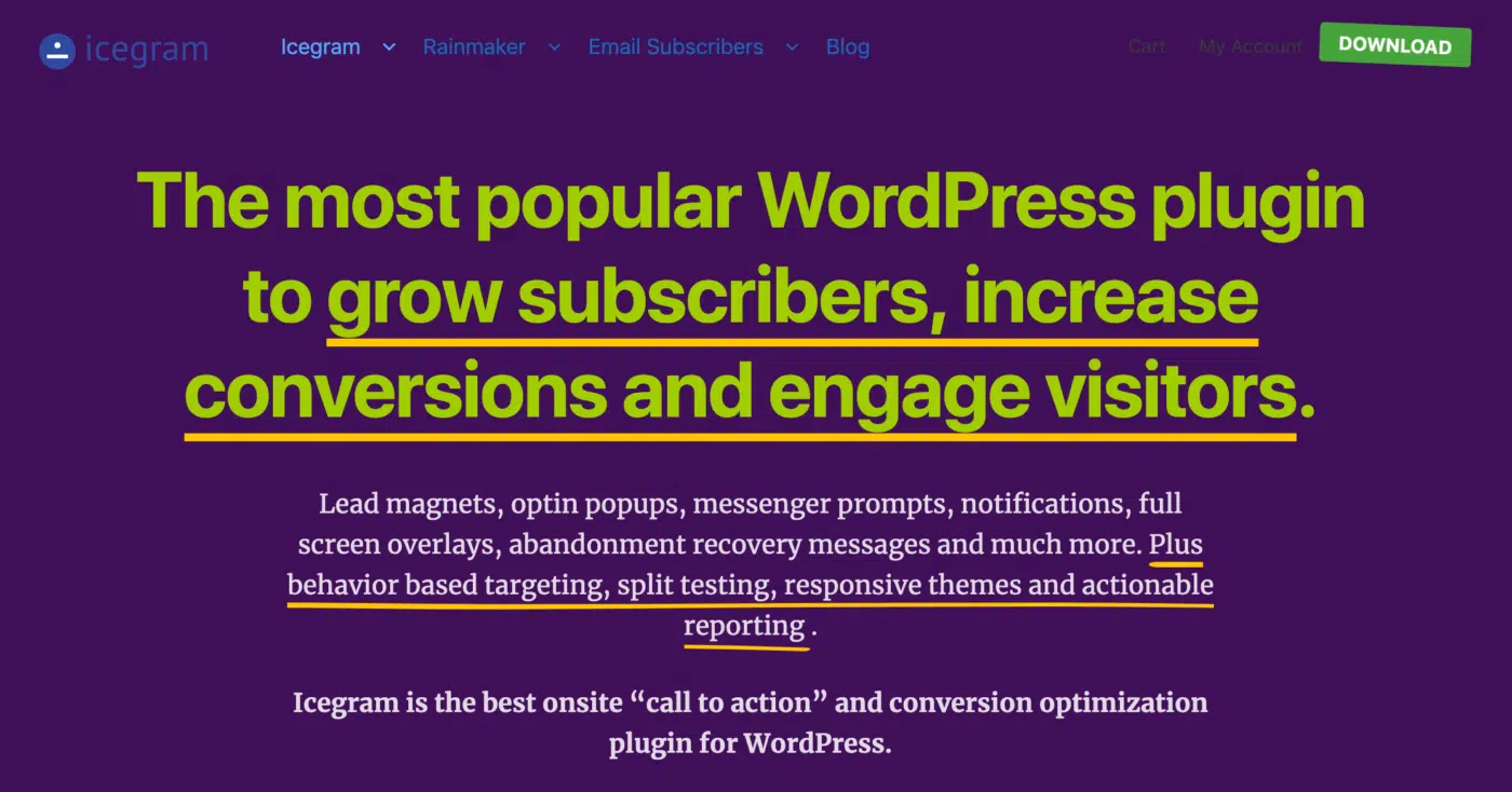 icegram The most popular WordPress plugin to grow subscribers, increase conversions and engage visitors.
