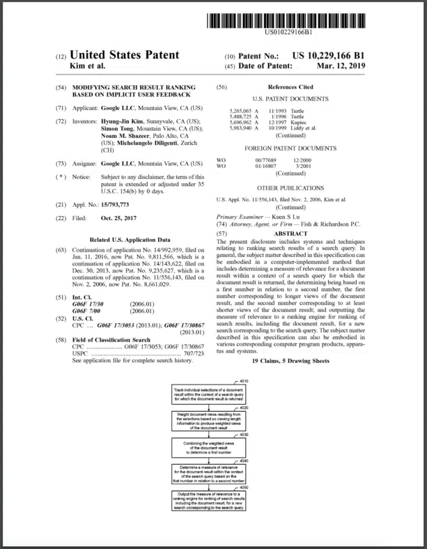 Google Patent US10229166