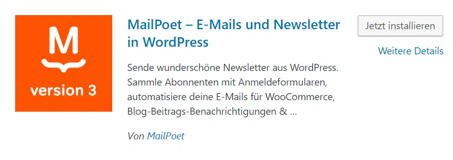 MailPoet im WordPress Plugin Repository