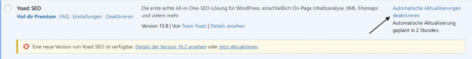 Yoast Seo Automatische Aktualisierungen deaktivieren