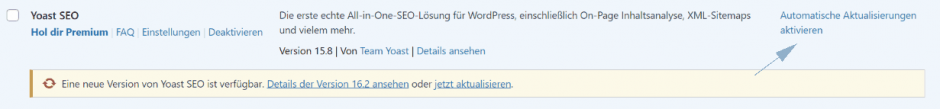 Yoast Seo - Automatische Aktualisierungen aktivieren 