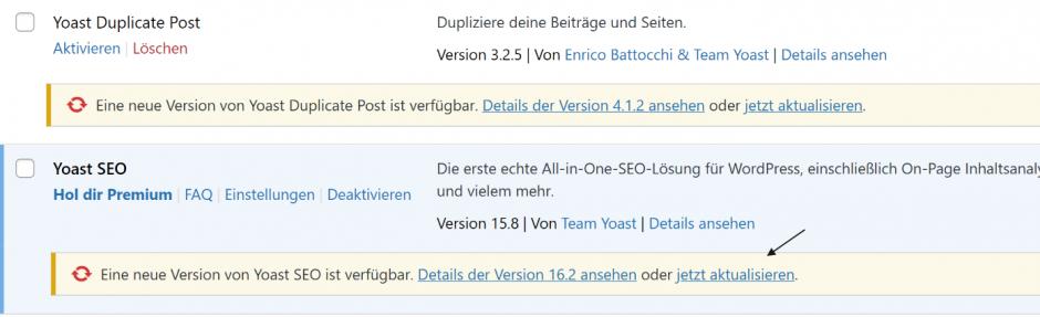 Yoast SEO Jetzt aktualisieren