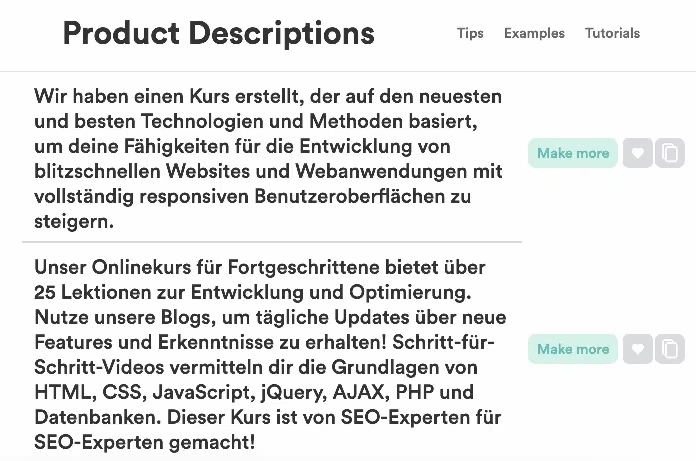 Copy.ai Product Descriptions in Deutsch