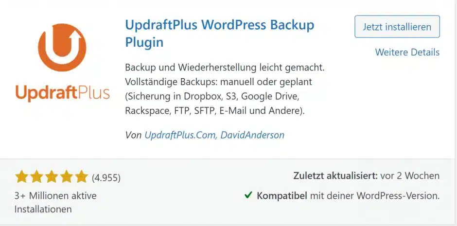 WordPress-Plugin UpdraftPlus