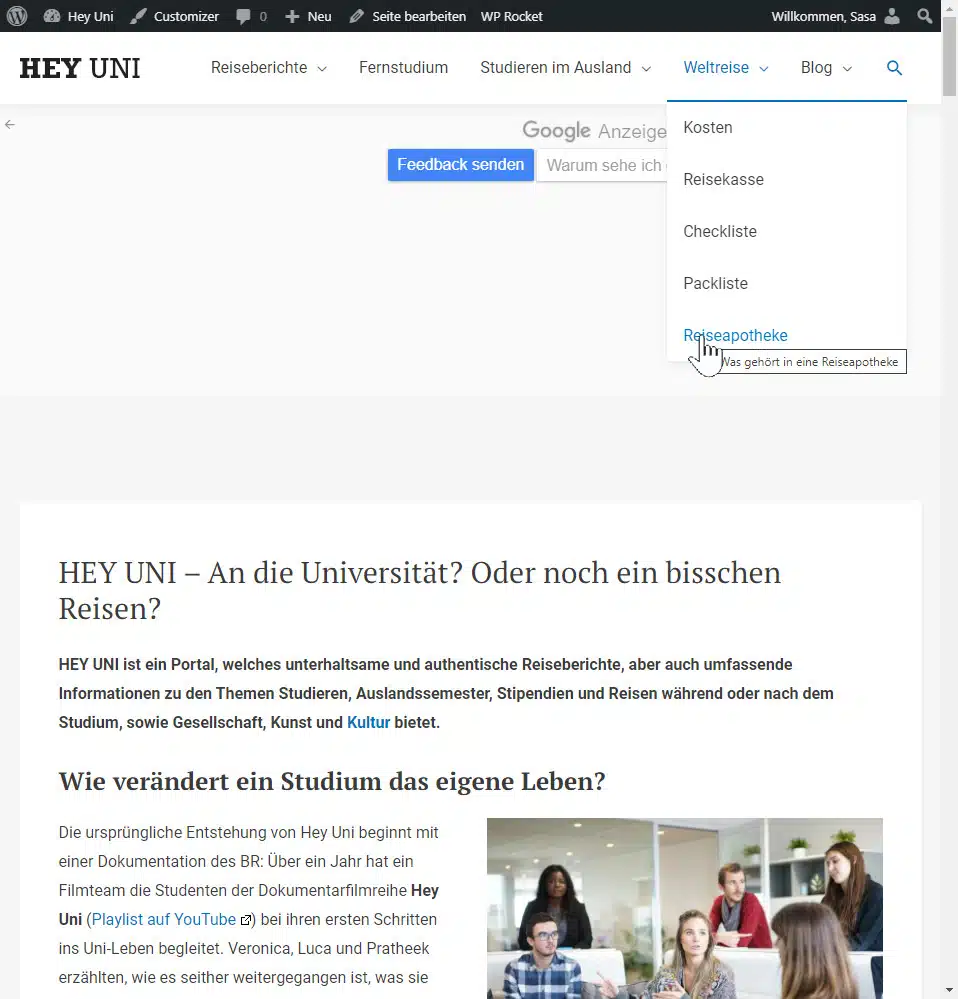 Demo-Seite für unseren Testbericht: Hey-Uni.de