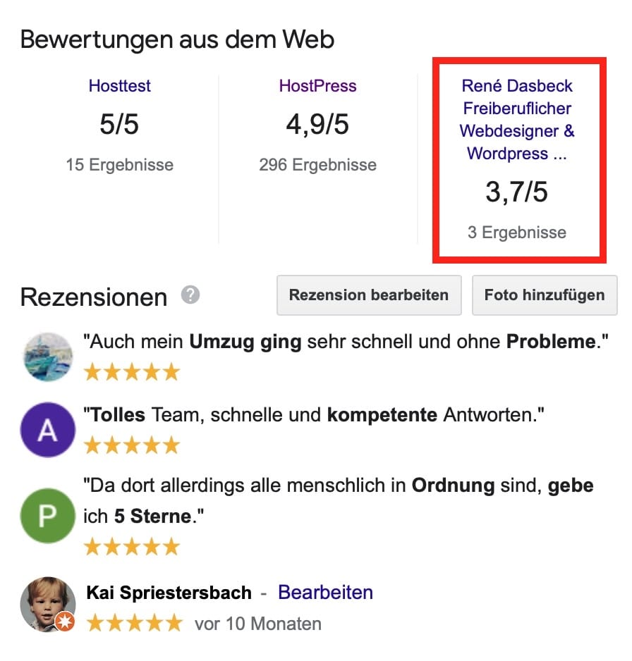 Bewertungen aus dem Web