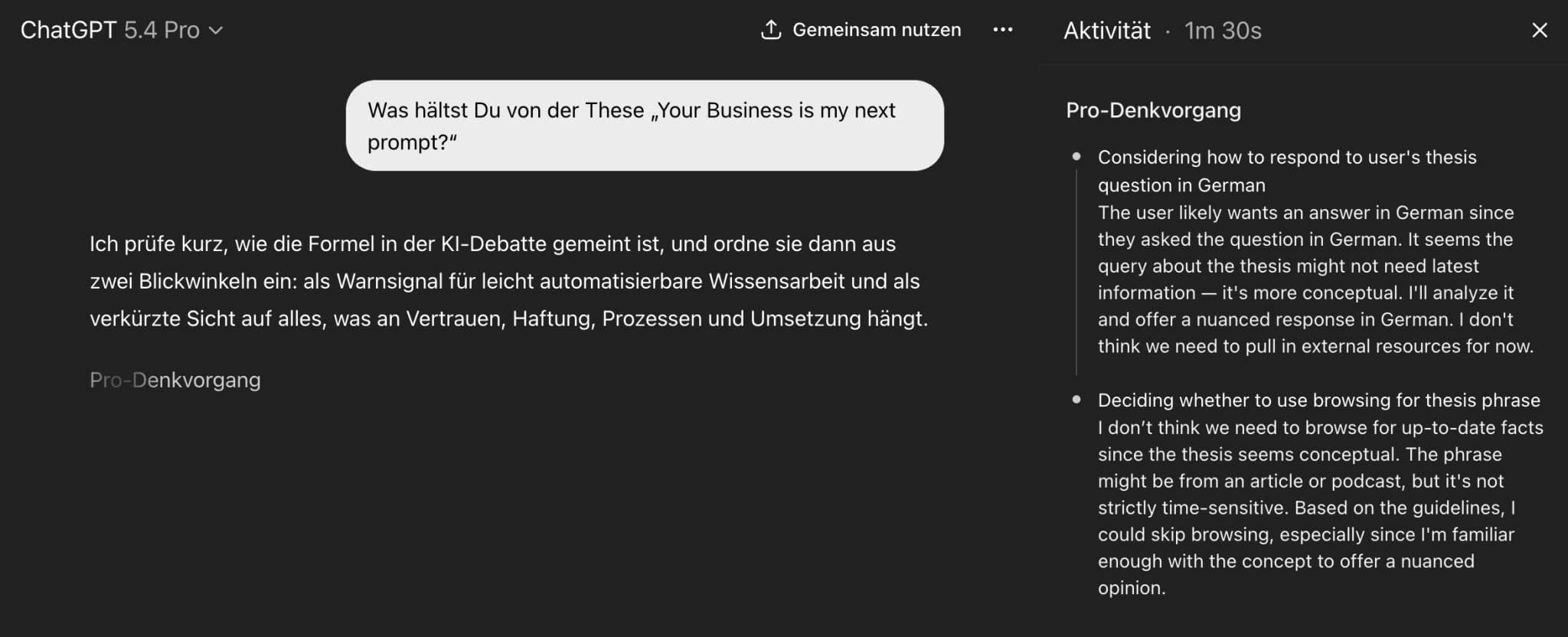 Screenshot von ChatGPT 5.4 Pro