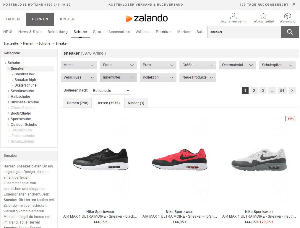 zalando faceted search